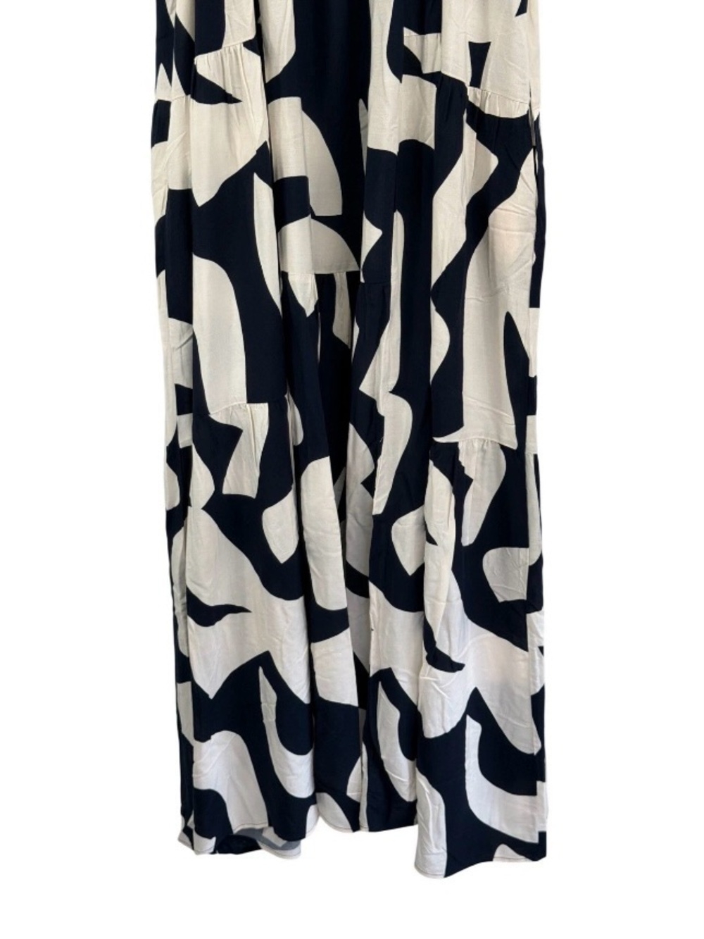 Abel The Label Maxi Dress L Navy White Abstract Tiered NWT Anthropologie Style - Picture 10 of 16